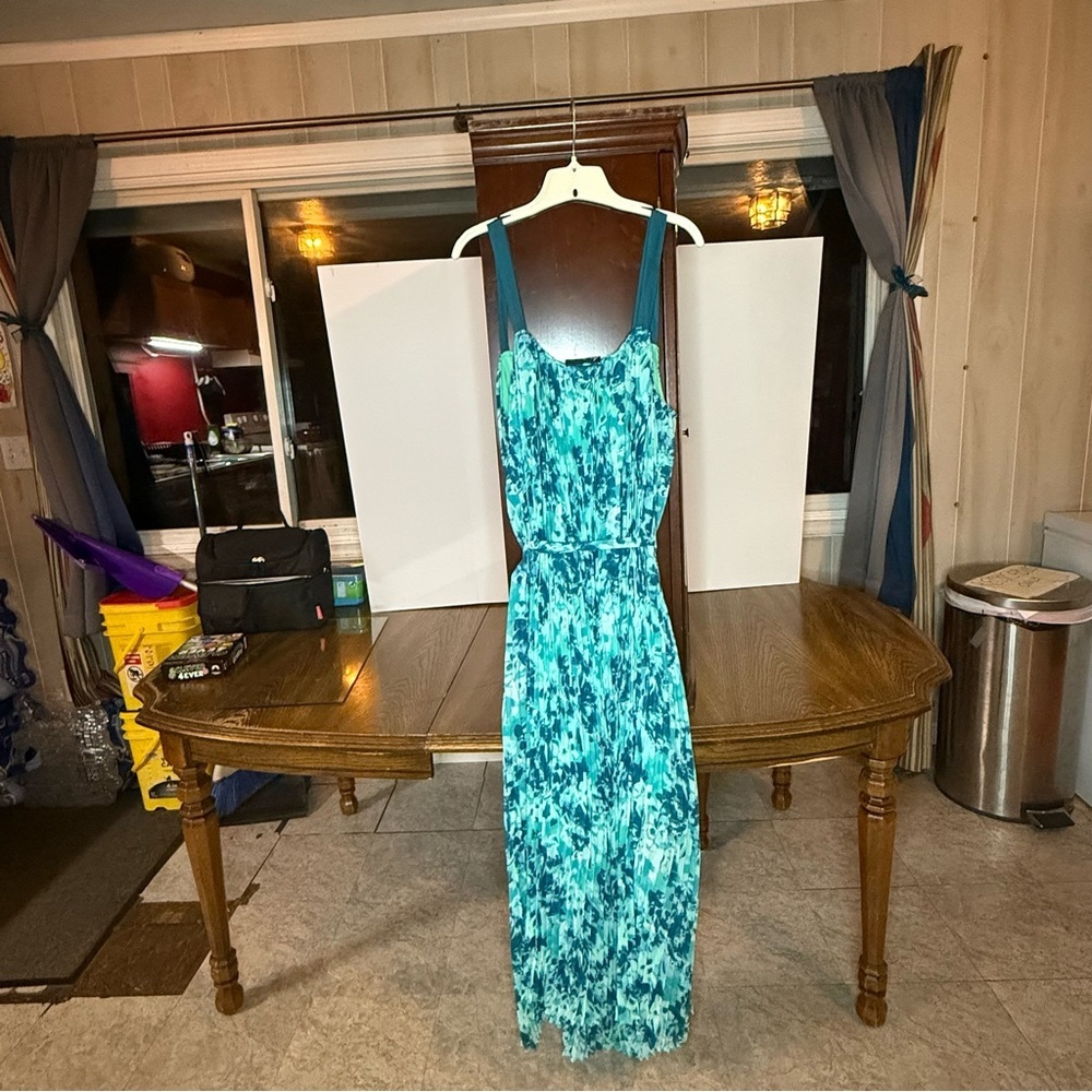 NWT Lane Bryant size 22/24 Peated Teal/ Turquoise Patterned Maxi Dress